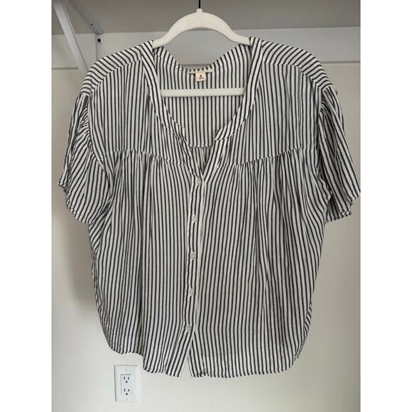 Ana Women's Blouse Button-Up Striped‎ Shirt Size Medium - Picture 1 of 6